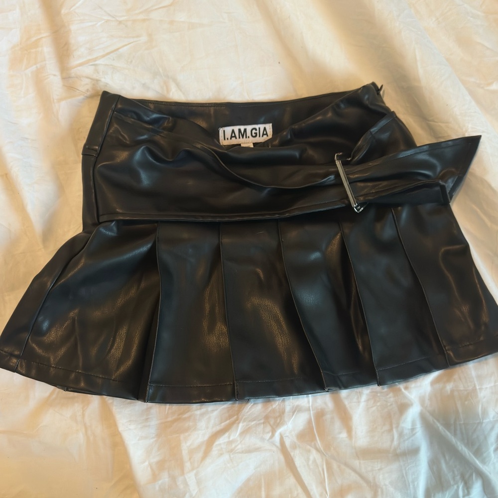 I AM GIA Pleated pleather skirt as seen on Bella hadid